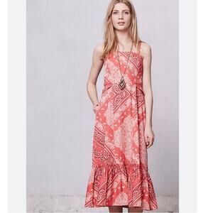 Anthropologie Holding Horses West Stable Red Handkerchief Coastal Cowgirl Dress
